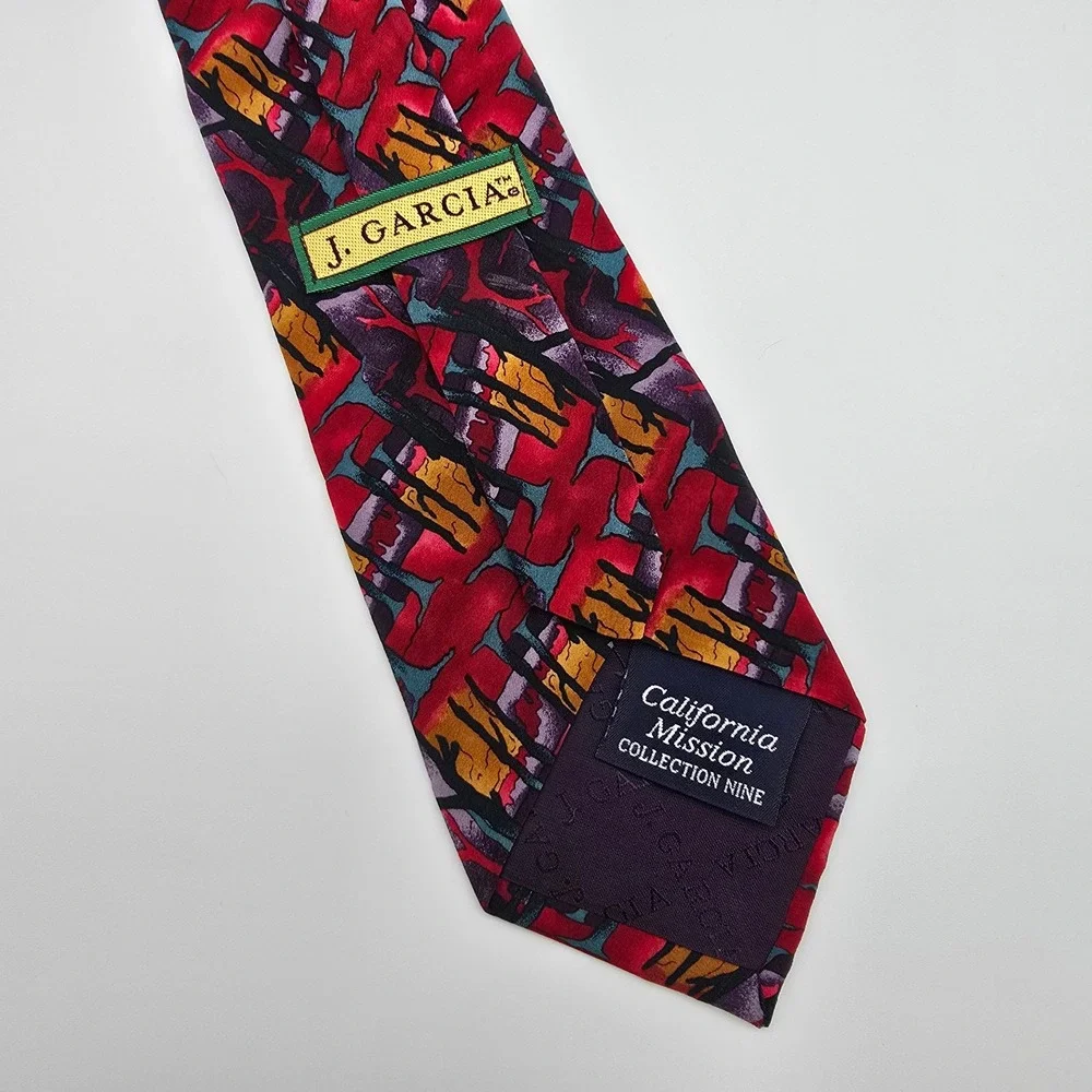 J. Garcia California Mission‎ Collection Nine Silk Tie Red Abstract Stonehenge
